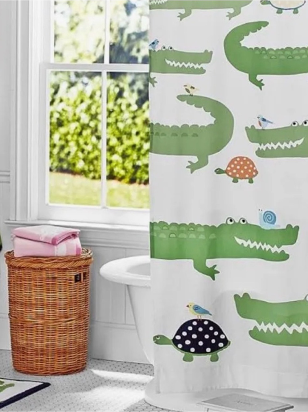 Pottery Barn Kids Green Alligator & Turtle Shower Curtain